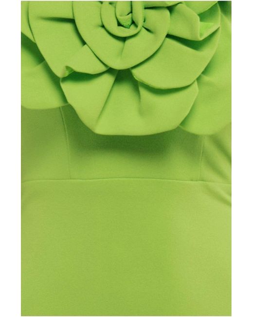 Goddiva Green Scuba Crepe Bandeau Rose Maxi Dress