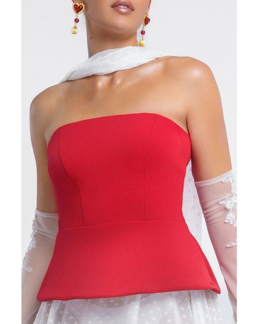 Goddiva Black Scuba Boobtube Peplum Hem Corset