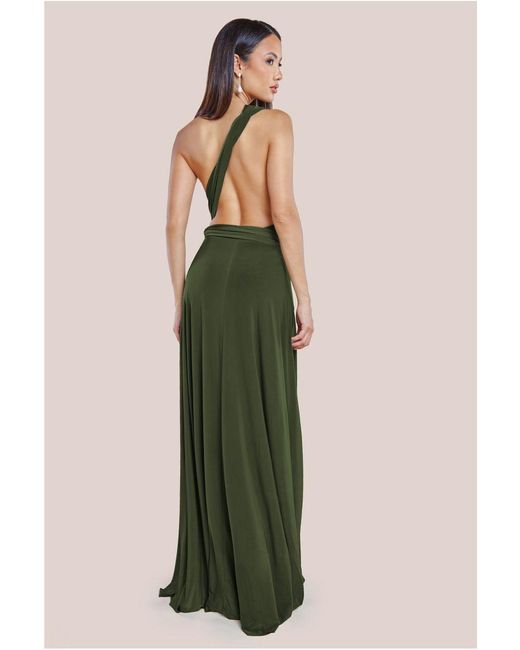 Goddiva Green Multiway Tie Up Maxi Dress