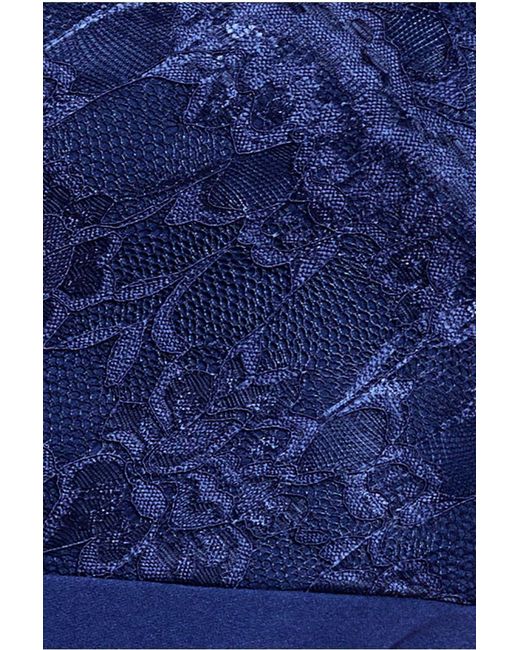 Goddiva Blue Scalloped Lace & Scuba Maxi Dress