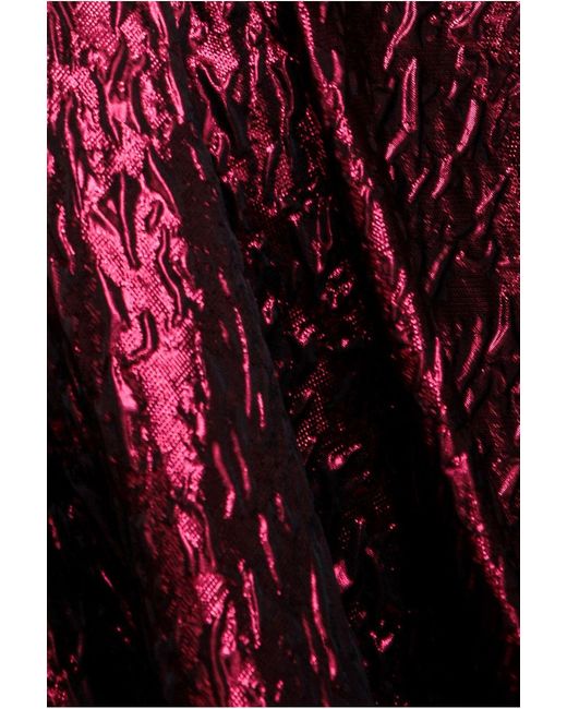 Goddiva Red One Shoulder Frill Jacquard Skater Midi Dress