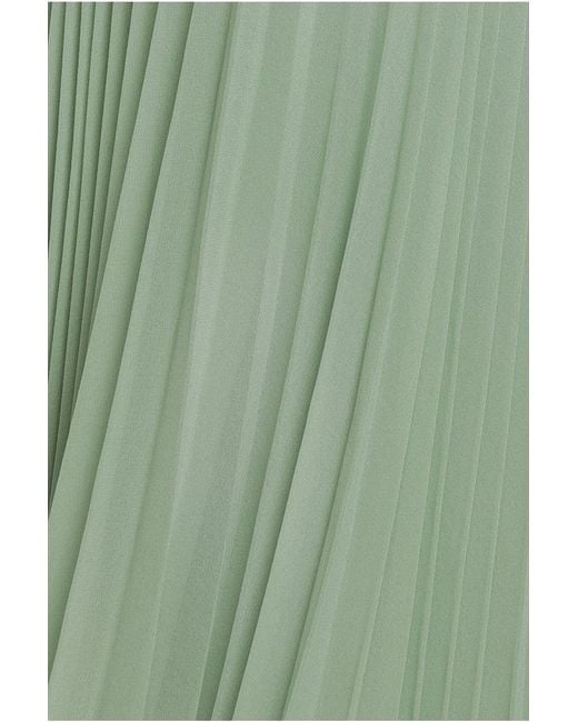 Goddiva Green Cowl Neck Pleated A-Line Chiffon Midi Dress
