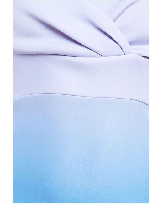 Goddiva Blue Ombre Front Wrap Bardot Midi Dress