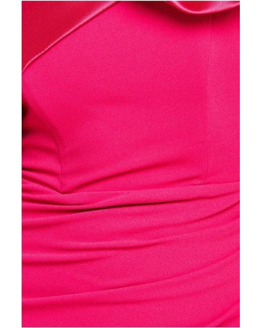 Goddiva Pink Satin Corsage Scuba Crepe Maxi Dress