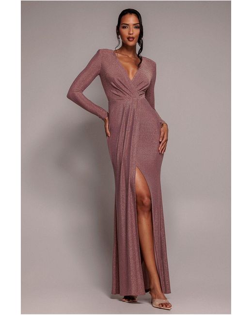 Goddiva Multicolor Front Crossover Lurex Split Maxi