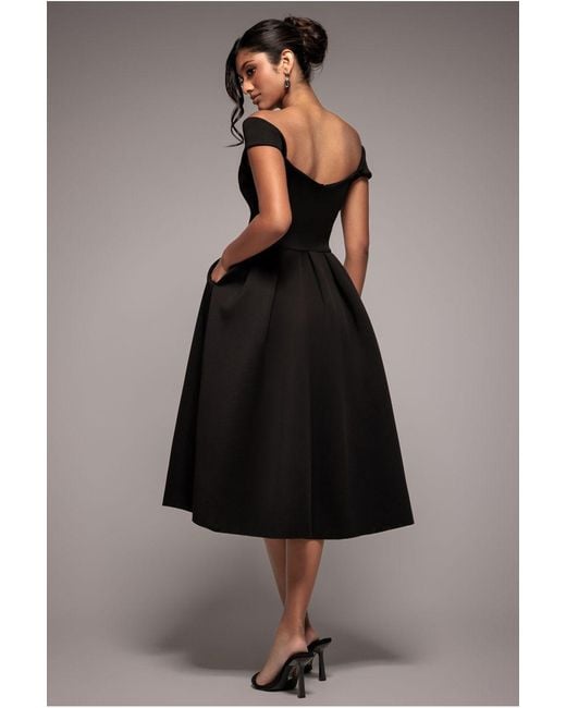 Goddiva Blue Scuba Foam Skater Midi Dress