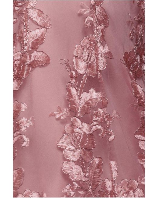 Goddiva Pink Scalloped Neck Embroidered Lace High Low Midi Dress