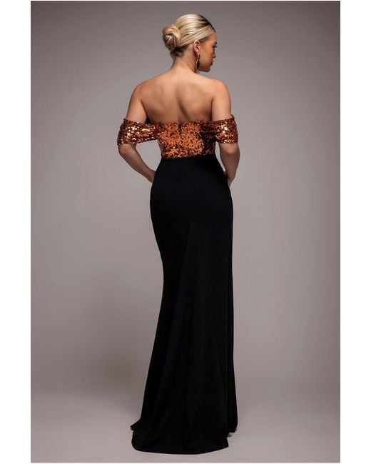 Goddiva Multicolor Corset Sequin Wing Bodice Scuba Skirt Maxi Dress