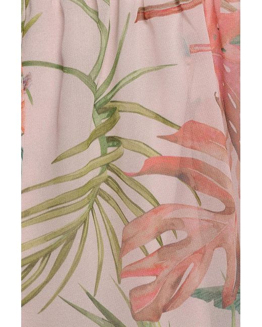 Goddiva Pink Floral Printed Flutter Sleeve Chiffon Midi Dress