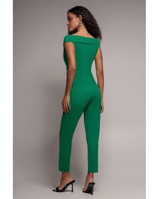Goddiva Green Bardot Wrap Sweetheart Neck Romper