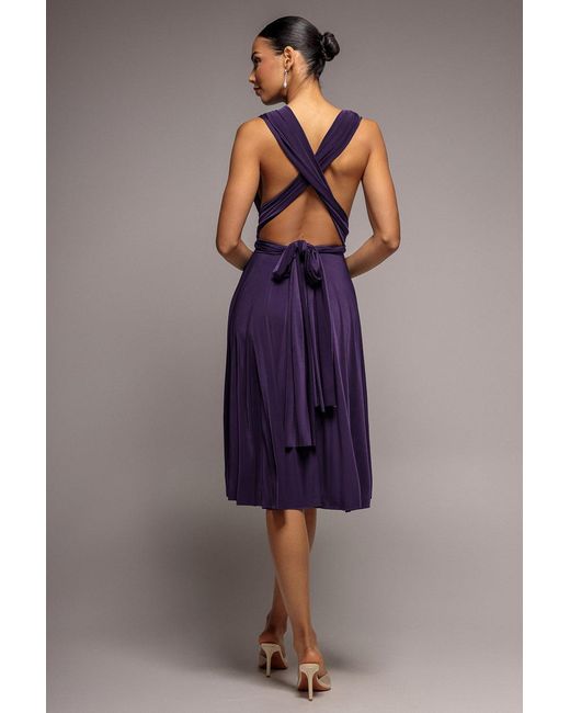 Goddiva Purple Soft Touch Multi Way Open Back Midi Dress