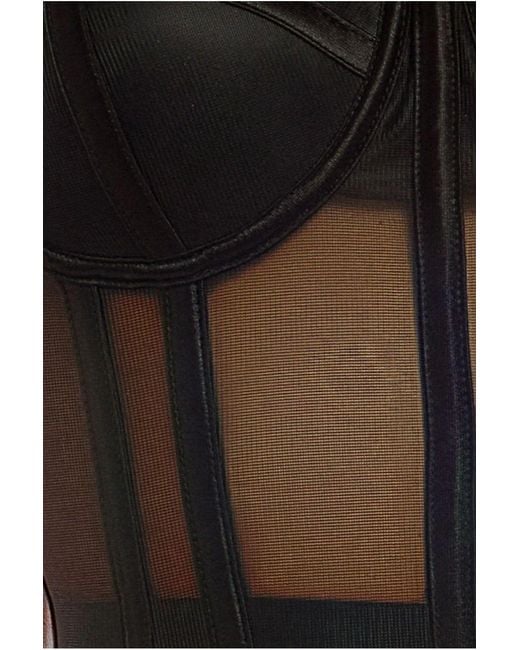 Goddiva Black Sheer Panel Mesh Corset