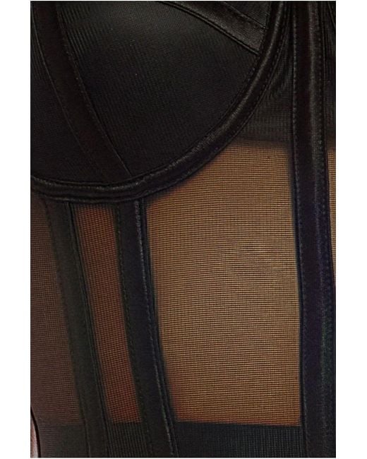 Goddiva Black Sheer Panel Mesh Corset