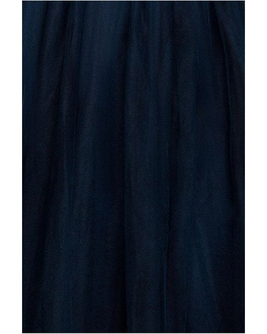 Goddiva Blue Embroidered Mesh Maxi Dress