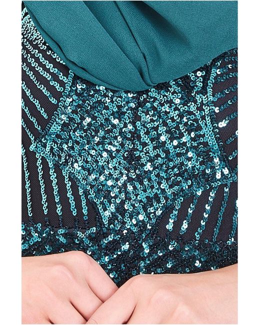 Goddiva Green Modesty Starburst Sequin Maxi Dress