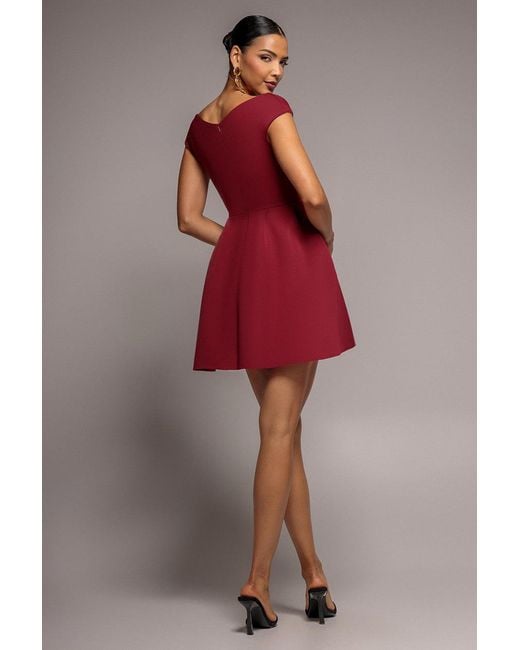 Goddiva Red Corset Fit & Flare Mini Dress