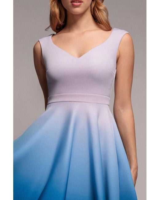 Goddiva Green Ombre Scuba Foam Bardot A-Line Midi Dress