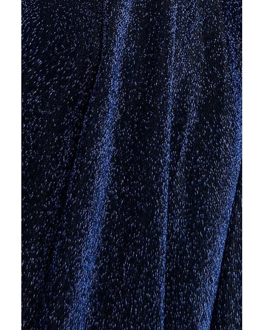 Goddiva Blue Sparkle Lurex Wrap Mini Skater Dress