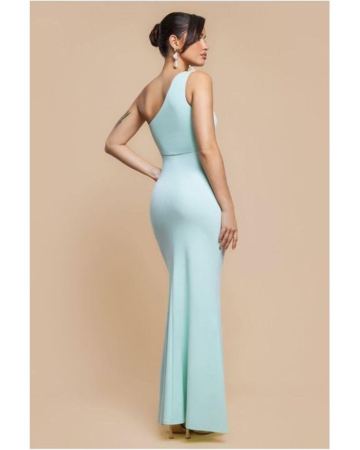 Goddiva Women's Black One Shoulder Pleated Fan Maxi Dress -  cruiseboatoman.com