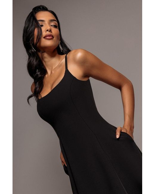 Goddiva Black Strapless Fit & Flare A Line Maxi Dress