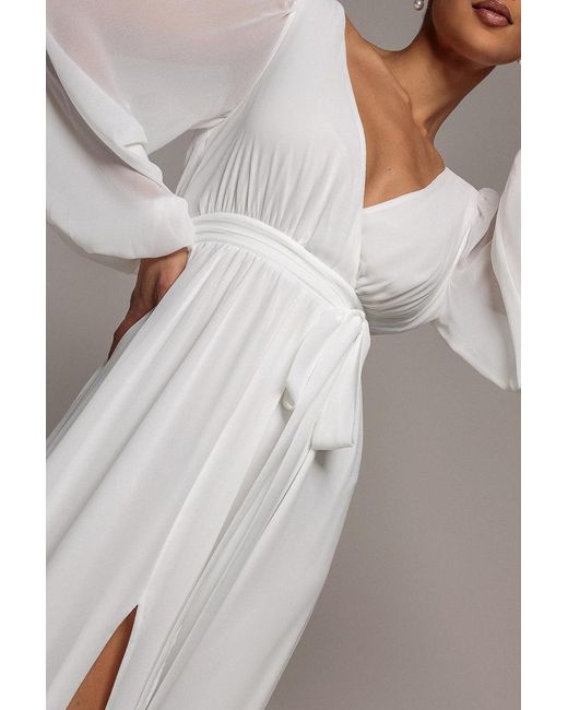Goddiva Gray Wrap Back Maxi With Front Slit Chi On Maxi