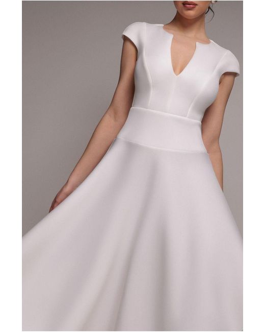 Goddiva Gray Cap Sleeve Skater High Low Midi Dress