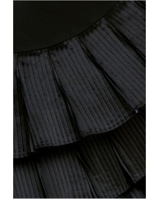 Goddiva Black Fan Pleated Boobtube Scuba Crepe Mini