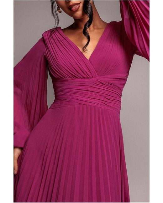 Goddiva Pink Balloon Sleeve Chiffon Maxi