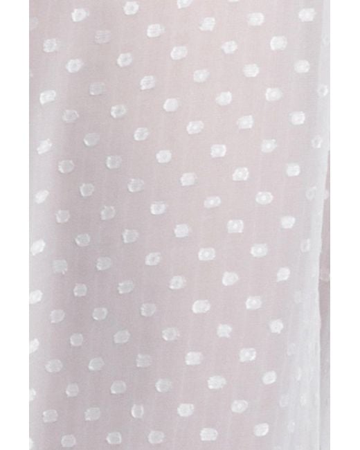 Goddiva White Embroidered Lace Corset Polka Dobby Chiffon A-Line Maxi Skirt With Scarf & Gloves