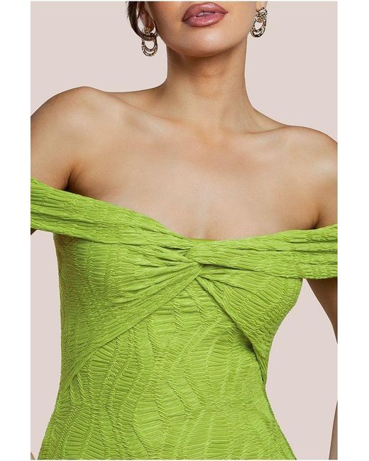 Goddiva Green Front Knot Twist Maxi Dress