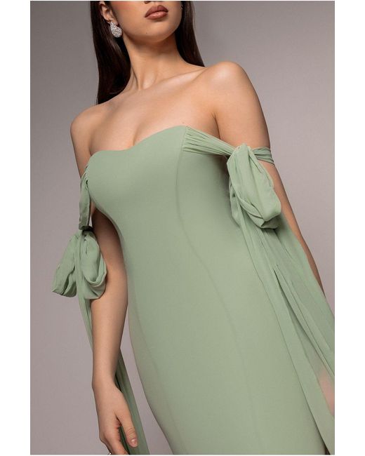 Goddiva Green Multiway Cape Chiffon Sweetheart Maxi Dress