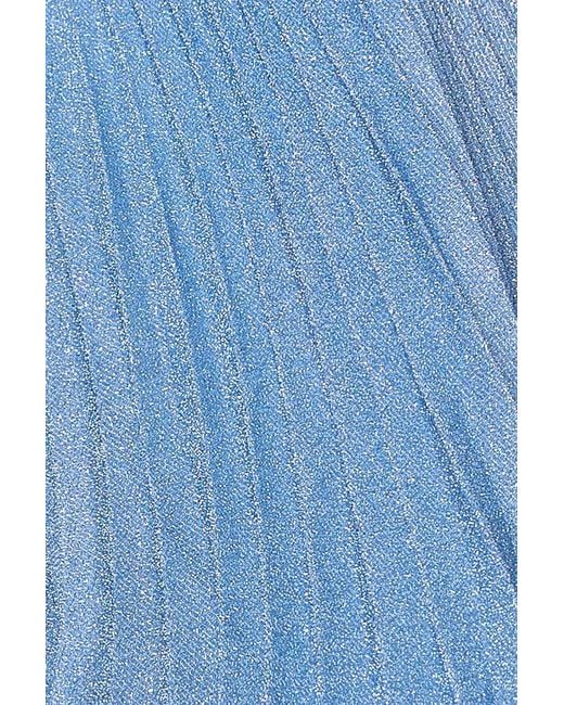 Goddiva Blue Sleeveless Pleated A Line Lurex Maxi Dress