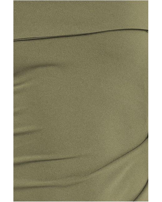 Goddiva Green Off The Shoulder Pleated Waist Maxi Dress