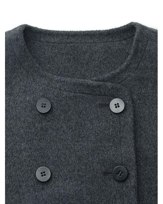 GOELIA Blue Boxy Cropped Wool Jacket