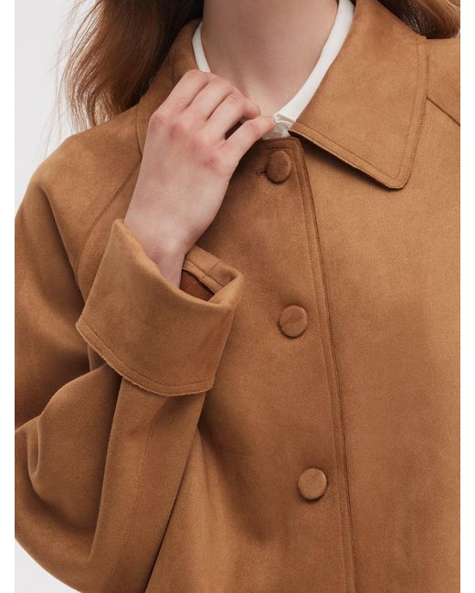 GOELIA Brown Faux Suede Button Up Jacket