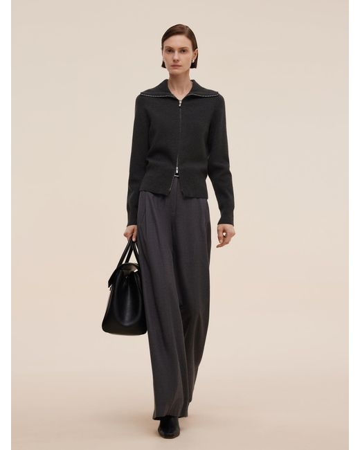 GOELIA Blue Lyocell Blend Zip-Up Cardigan