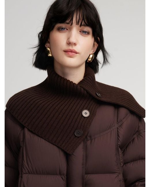 GOELIA Natural Cocoon Knitted Convertible Collar Goose Down Jacket
