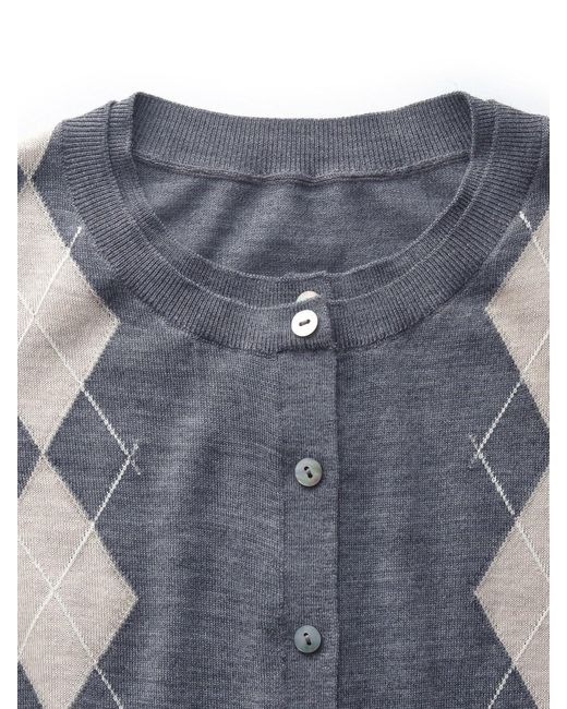 GOELIA Blue 100% Machine Washable Wool Faux Two-Piece Cardigan