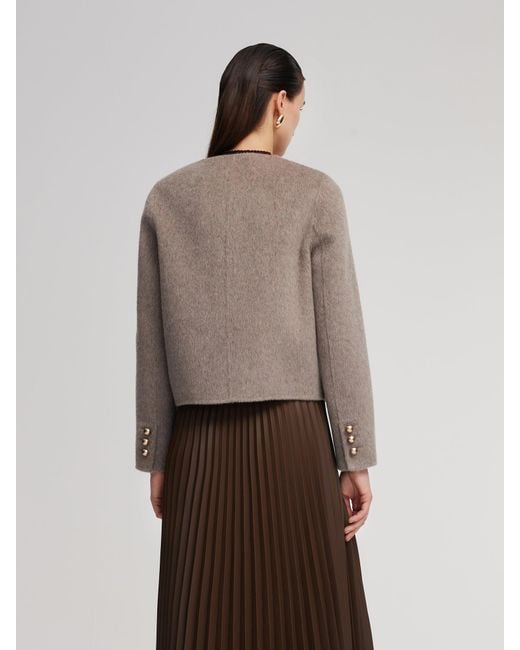 GOELIA Natural Alpaca Wool Blend Round Neck Jacket