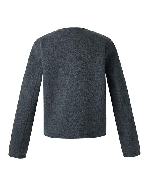 GOELIA Blue Boxy Cropped Wool Jacket