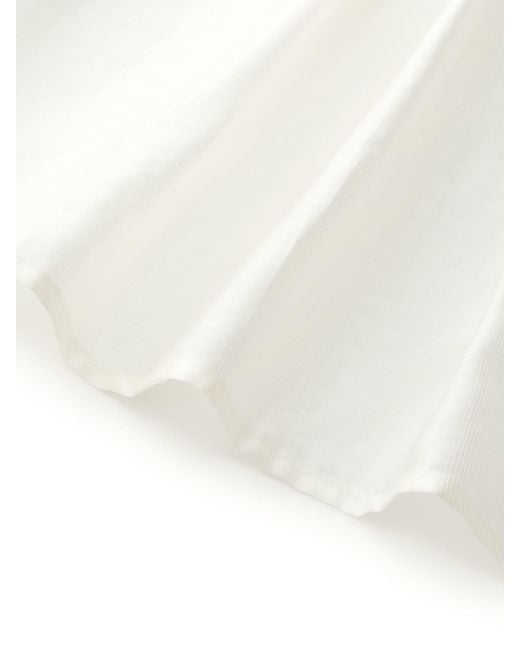 GOELIA White Tencel Blend Tiered Mini Dress With Ribbon