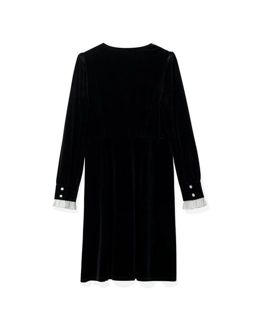 GOELIA Black Velvet Patchwork Mini Dress