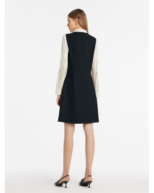 GOELIA Blue Double-Layer Patchwork Mini Dress