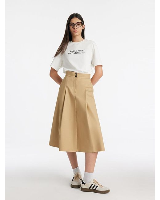 GOELIA Natural Pleated A-Line Half Skirt