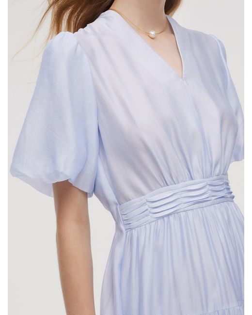 GOELIA Purple A-Line V-Neck Pleated Tiered Maxi Dress