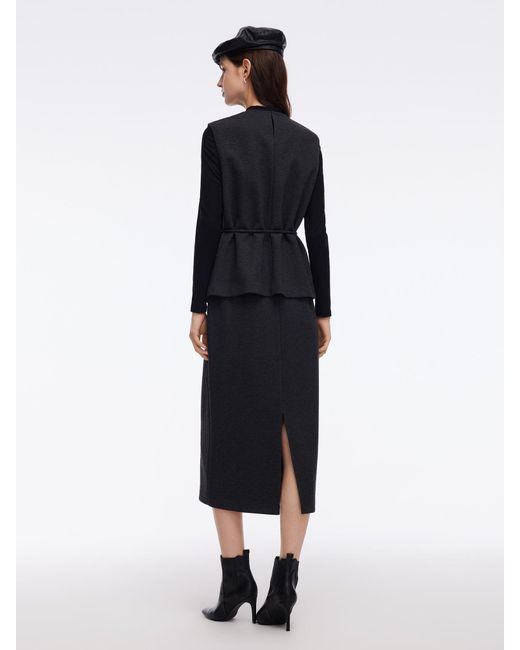 GOELIA Blue Knit Tank And Skirt And Long Sleeve Top Three-Piece Set