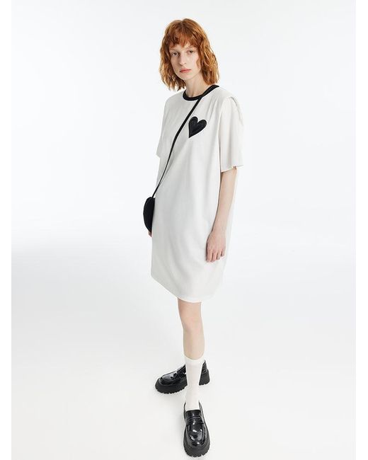 GOELIA White Heart Shaped Mini T-Shirt Dress With Crossbody Bag