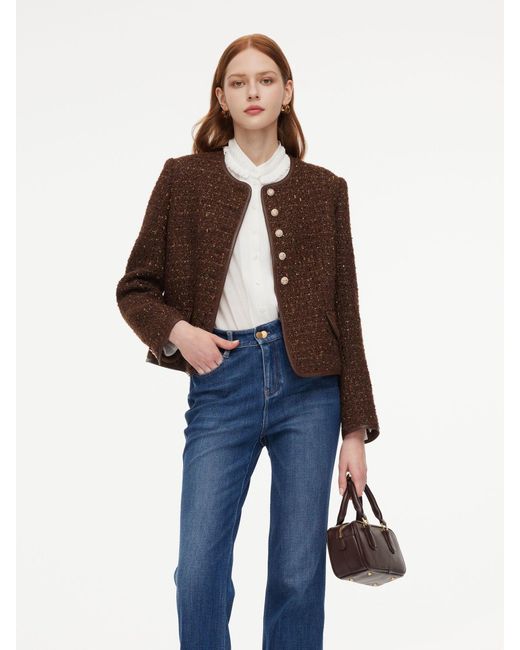 GOELIA Brown [Preview] Wool Blend Tweed Sequins Jacket