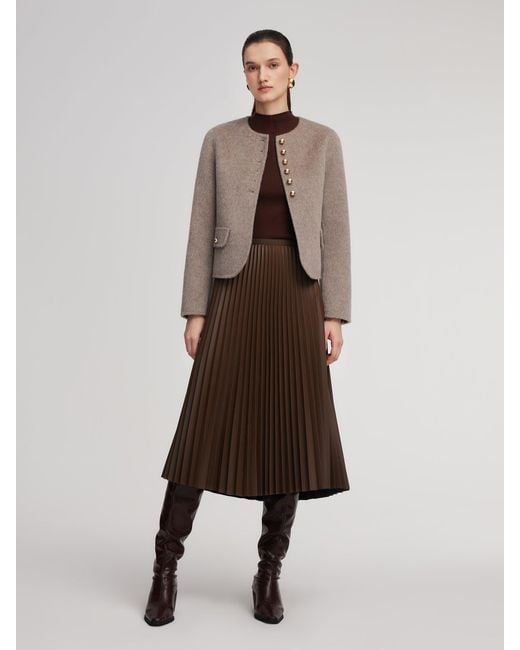 GOELIA Natural Alpaca Wool Blend Round Neck Jacket