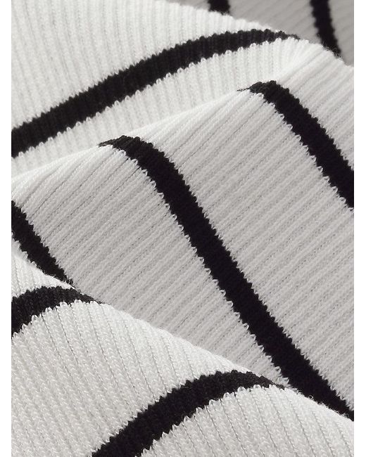 GOELIA Gray Tencel Stripe Short Sleeve Cardigan